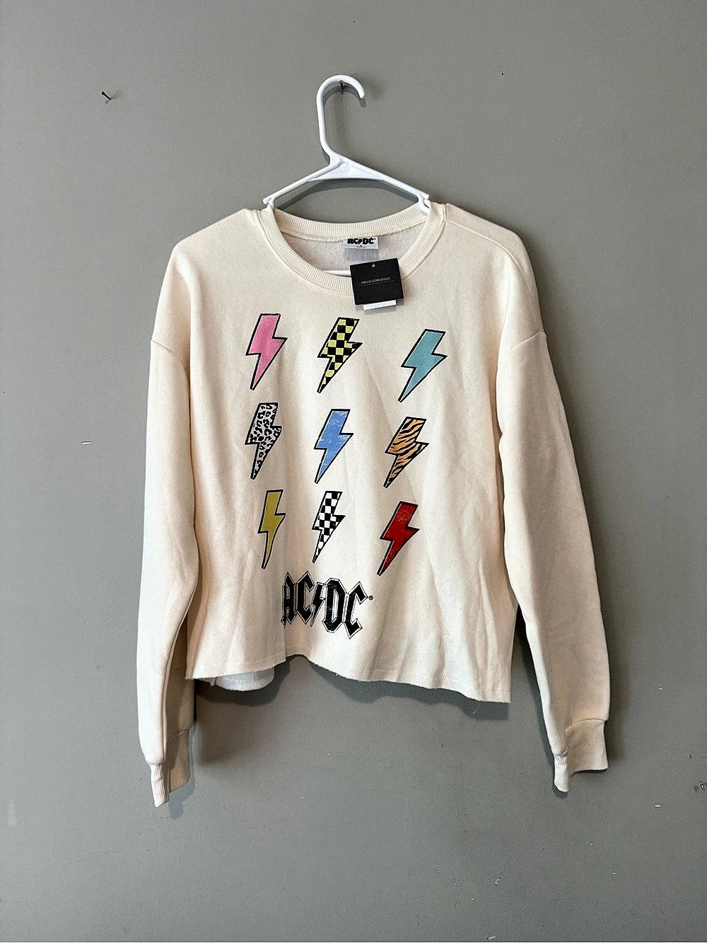 AC/DC Multicolor Lightning Bolt Graphic Crewneck Sweatshirt
